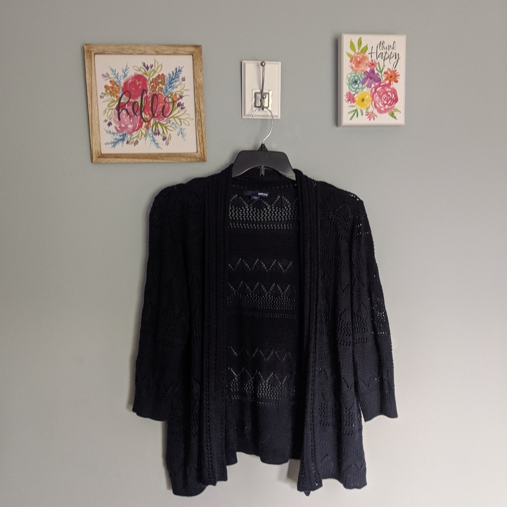 Navy blue crochet cardigan size 2X EUC